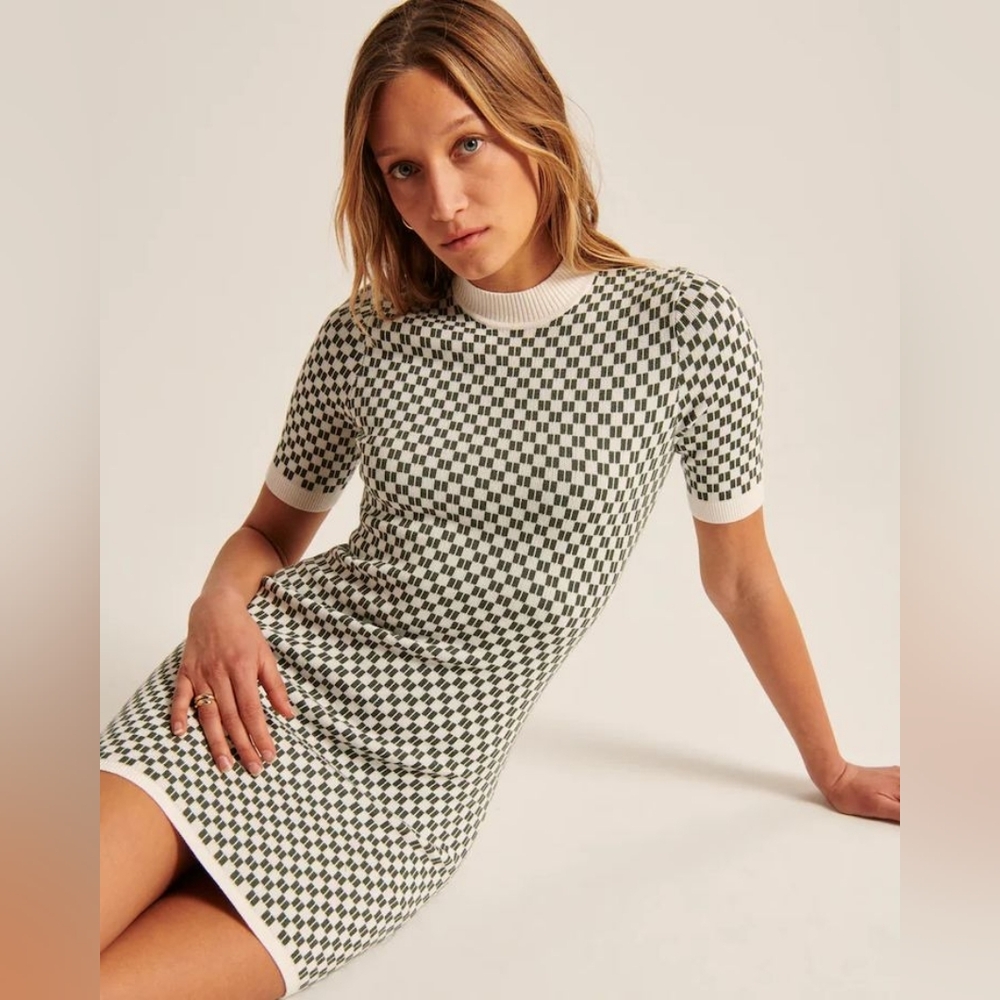 ☆Abercrombie & Fitch Green & Cream Checkered Dress☆